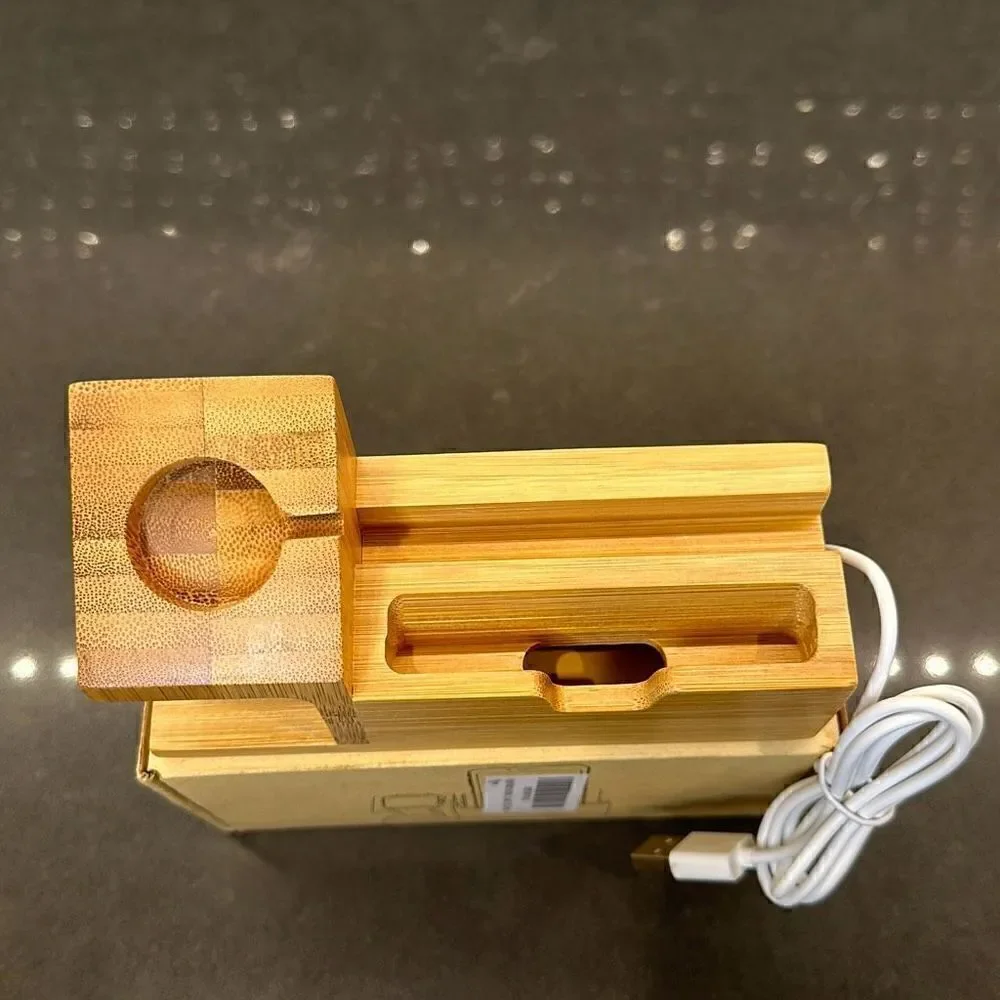 Bamboo Apple Charging Stand-NWOT
